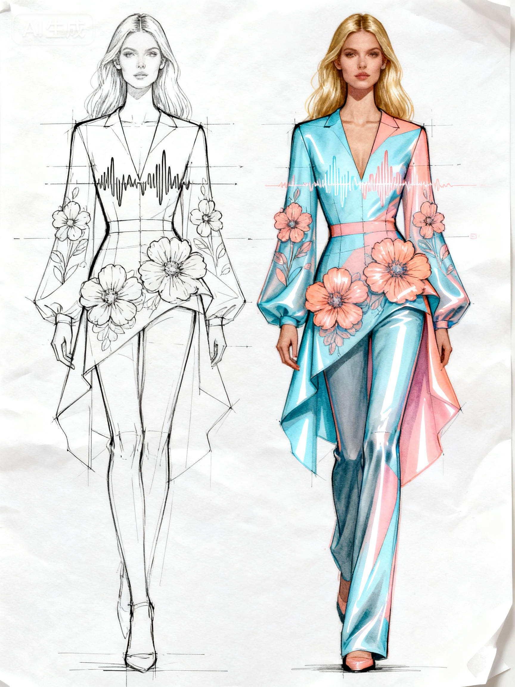 声纹花影西装套