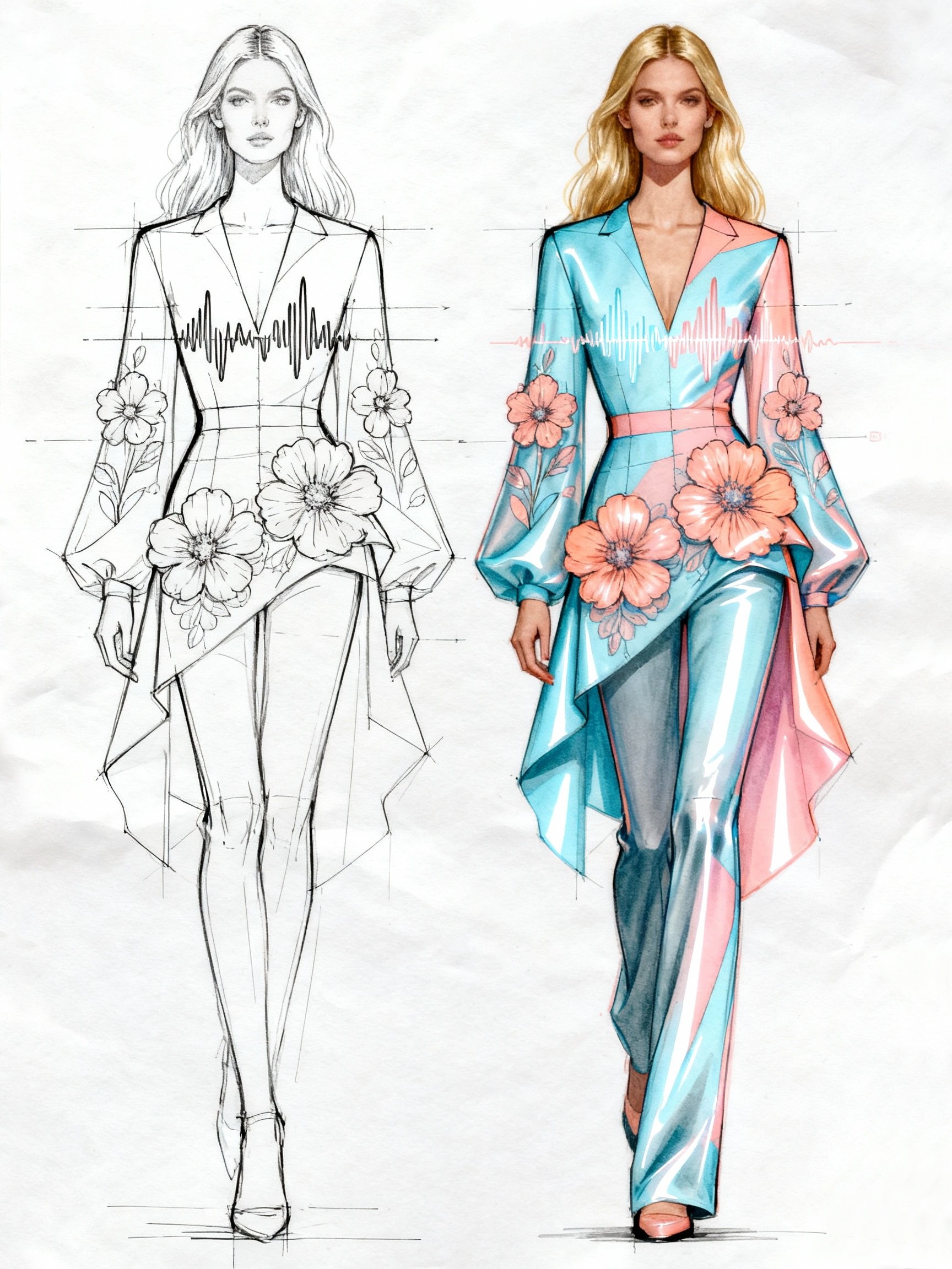 声纹花影西装套